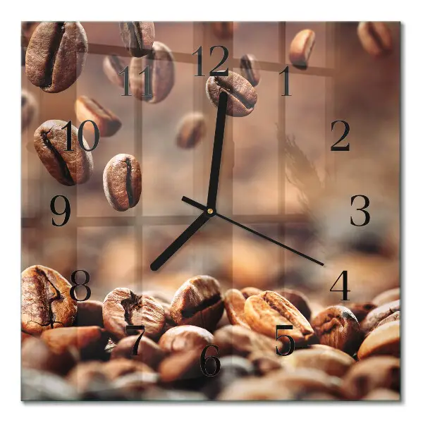 Decoratieve glazen klok vierkant Koffiebonen