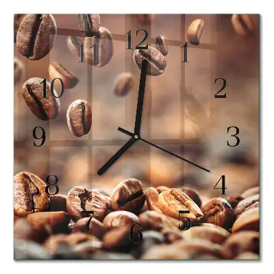 Decoratieve glazen klok vierkant Koffiebonen