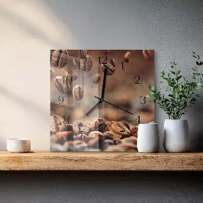 Decoratieve glazen klok vierkant Koffiebonen