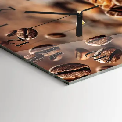 Decoratieve glazen klok vierkant Koffiebonen
