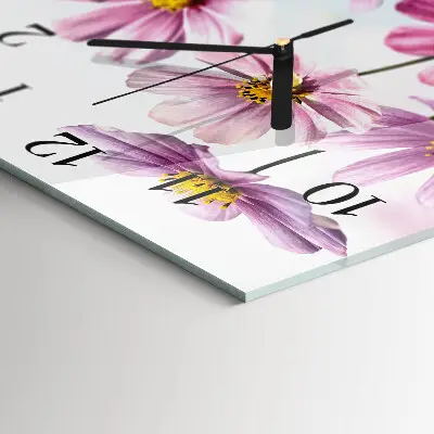 Vierkante glas klok Bloemen