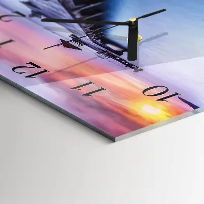 Moderne wandklok glas vierkant Houten brug
