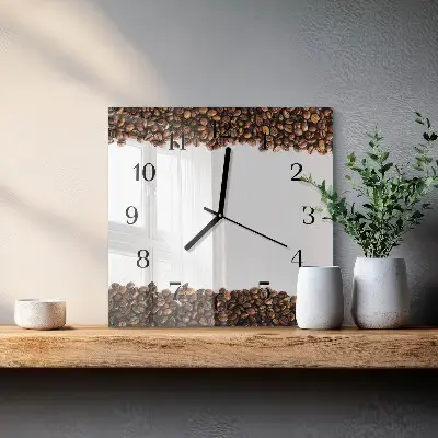 Vierkante glas klok Koffiebonen