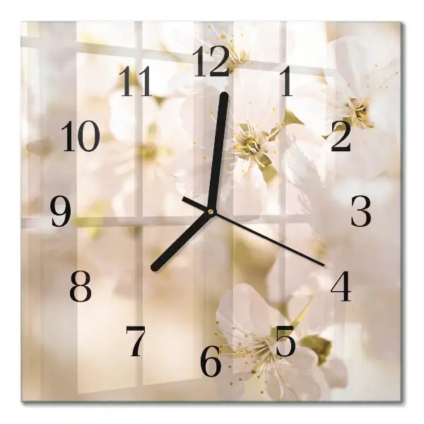 Moderne wandklok glas vierkant Bloemen