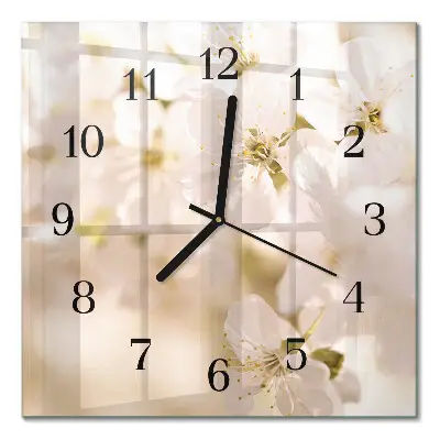 Moderne wandklok glas vierkant Bloemen