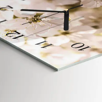 Moderne wandklok glas vierkant Bloemen