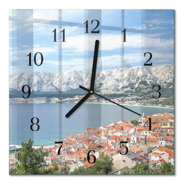 Moderne wandklok glas vierkant Baai