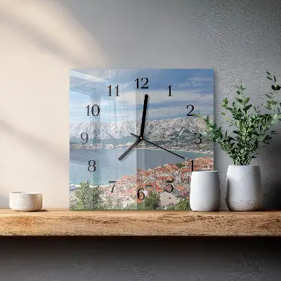 Moderne wandklok glas vierkant Baai