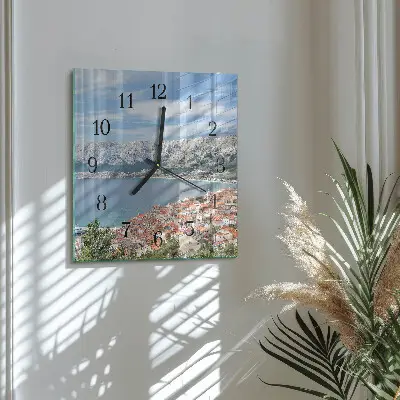 Moderne wandklok glas vierkant Baai
