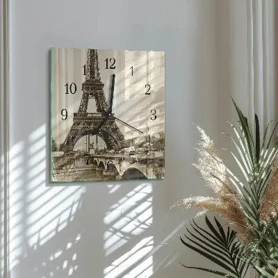 Decoratieve glazen klok vierkant Parijs