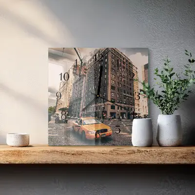 Vierkante glas klok Taxi
