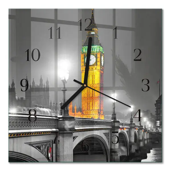 Moderne wandklok glas vierkant Big ben
