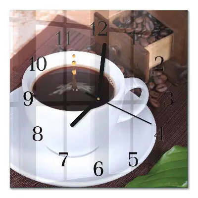 Vierkante glazen klok Koffie