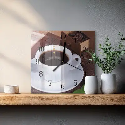 Vierkante glazen klok Koffie
