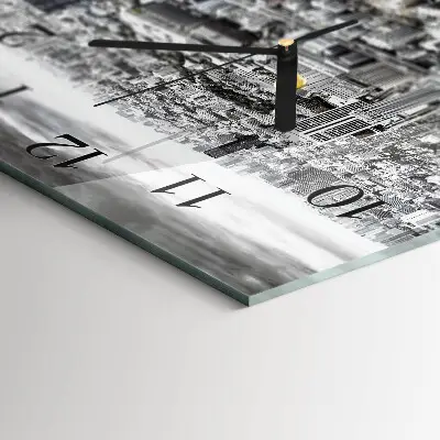 Vierkante glazen wandklok Stad