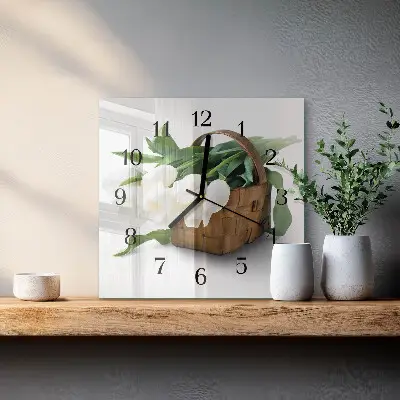 Decoratieve glazen klok vierkant Mand met tulpen