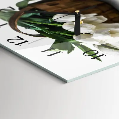 Decoratieve glazen klok vierkant Mand met tulpen