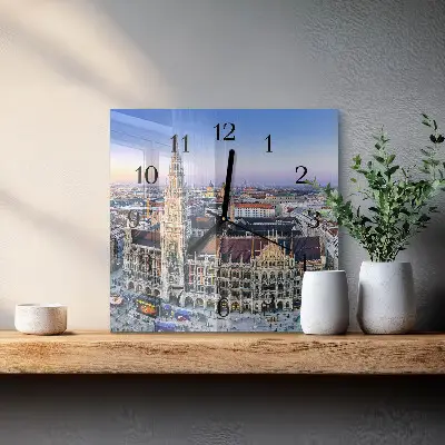Moderne wandklok glas vierkant Horizon