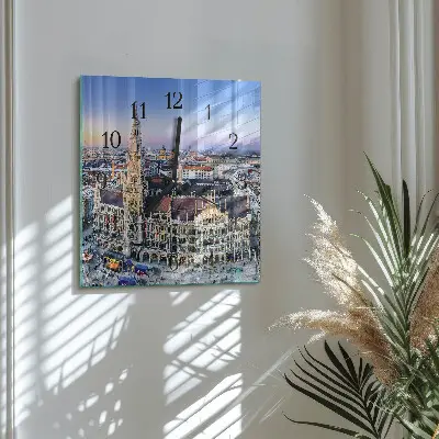 Moderne wandklok glas vierkant Horizon