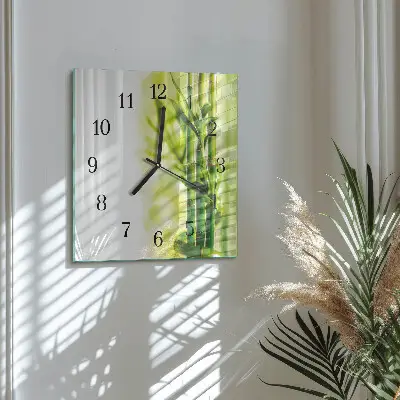 Vierkante glas klok Bamboe