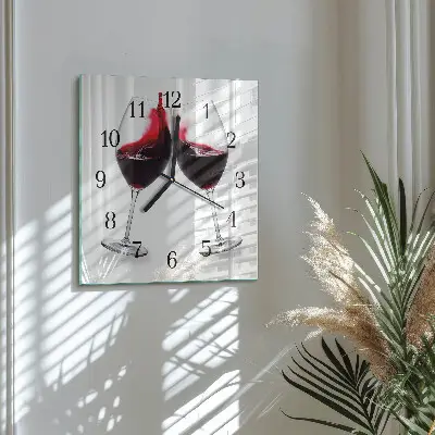 Vierkante glazen wandklok Wijn