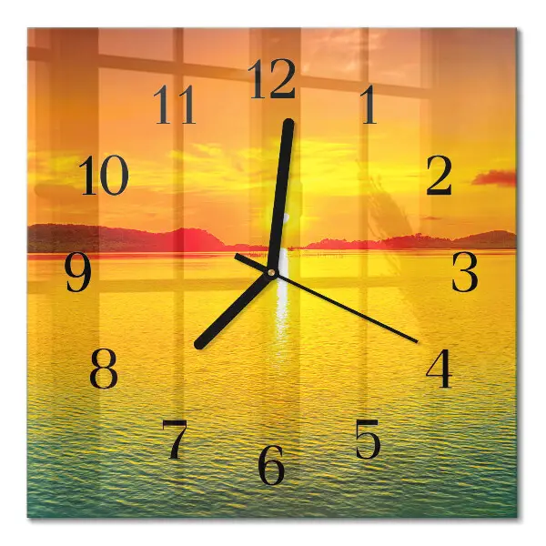 Vierkante glazen klok Zonsondergang