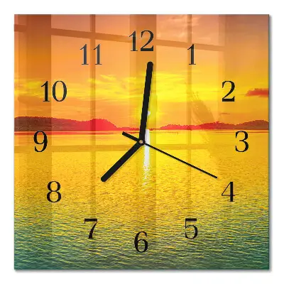 Vierkante glazen klok Zonsondergang
