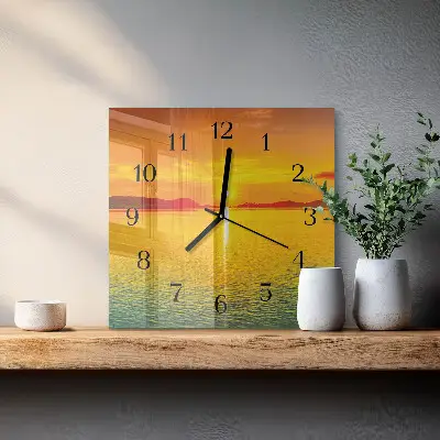 Vierkante glazen klok Zonsondergang