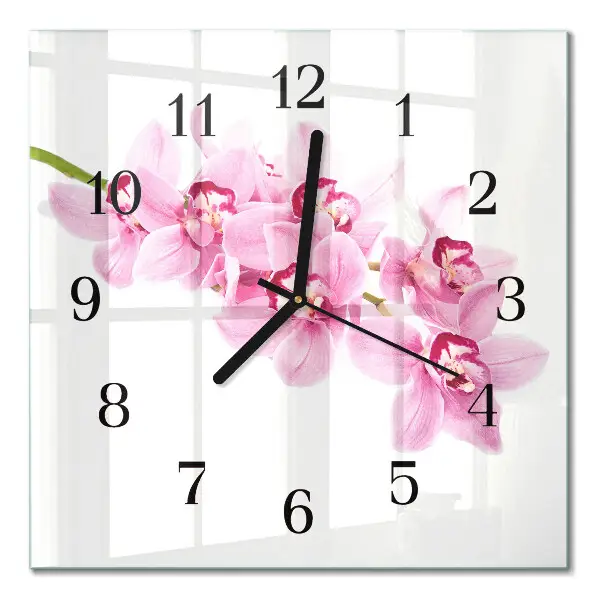 Decoratieve glazen klok vierkant Orchidee