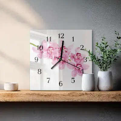 Decoratieve glazen klok vierkant Orchidee