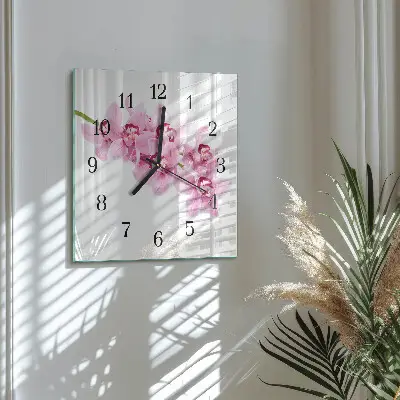 Decoratieve glazen klok vierkant Orchidee