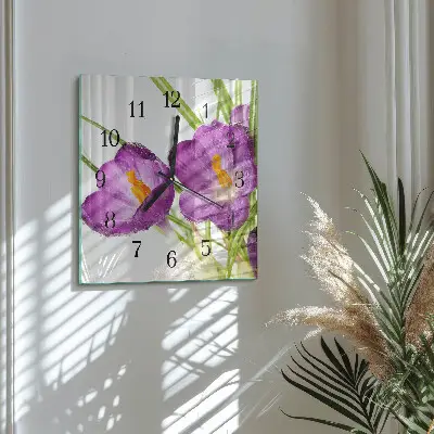 Decoratieve glazen klok vierkant Krokussen