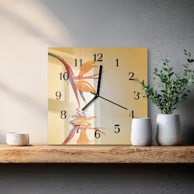 Vierkante glas klok Bloem