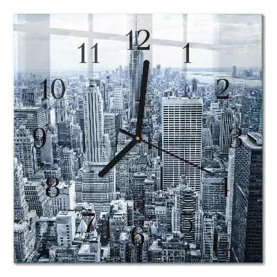Moderne wandklok glas vierkant Stad