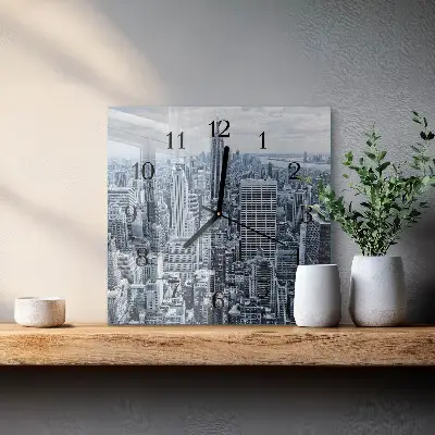 Moderne wandklok glas vierkant Stad