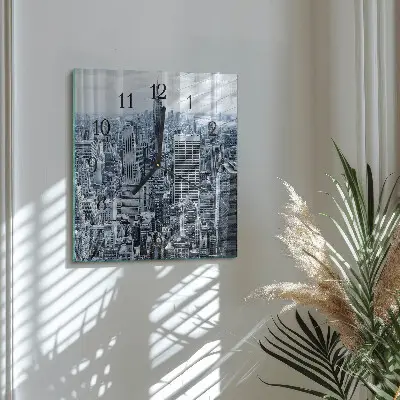 Moderne wandklok glas vierkant Stad