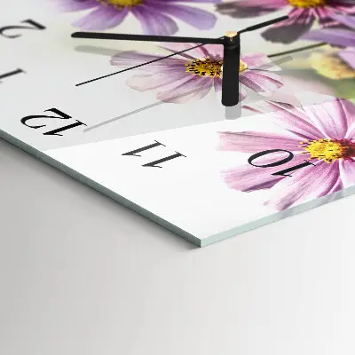 Vierkante glazen klok Bloemen