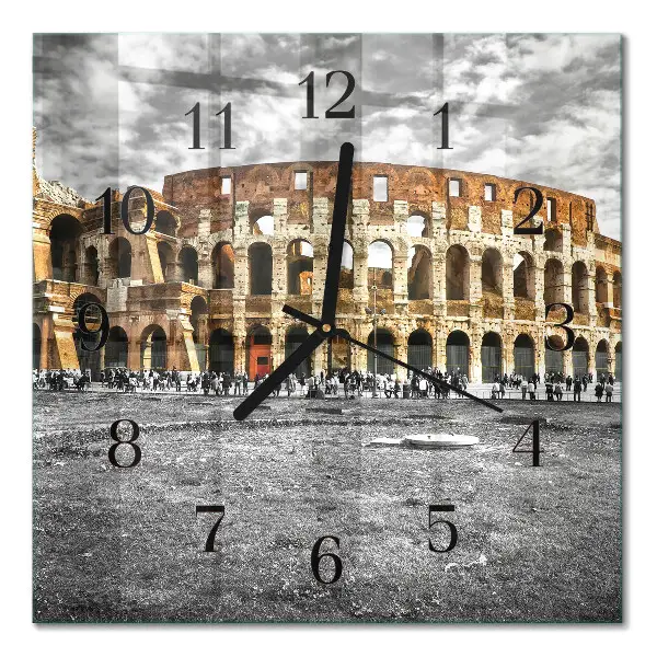 Vierkante glazen wandklok Colosseum