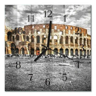 Vierkante glazen wandklok Colosseum