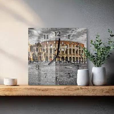 Vierkante glazen wandklok Colosseum