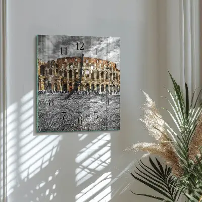 Vierkante glazen wandklok Colosseum