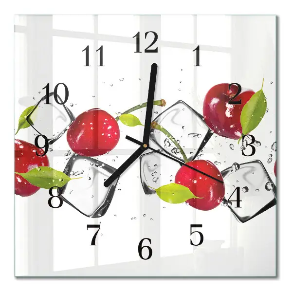 Moderne wandklok glas vierkant Kersenijs
