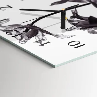 Moderne wandklok glas vierkant Bloemen