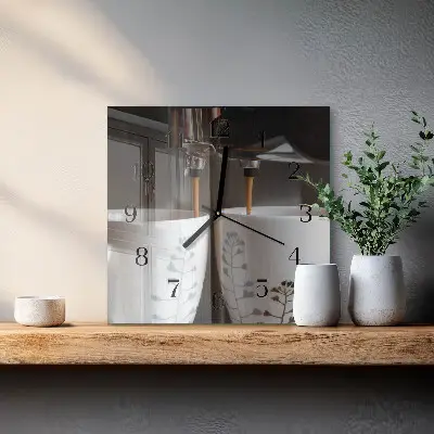 Vierkante glazen klok Koffiemachine