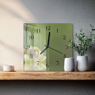 Vierkante glas klok Lelie