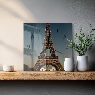 Moderne wandklok glas vierkant Eiffeltoren
