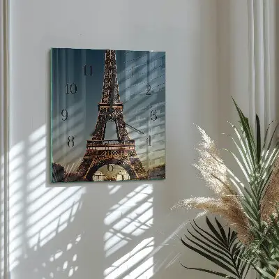 Moderne wandklok glas vierkant Eiffeltoren