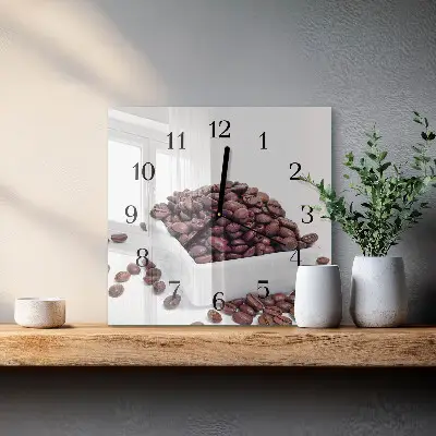 Vierkante glazen klok Koffiebonen
