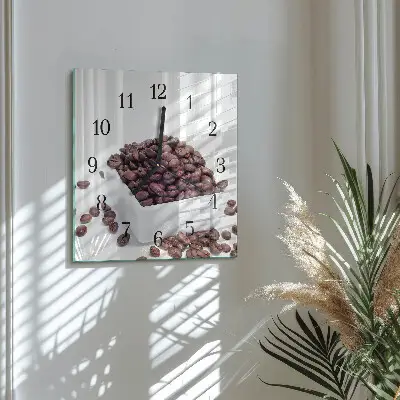 Vierkante glazen klok Koffiebonen