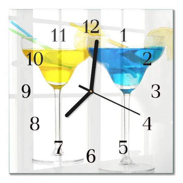 Vierkante glazen wandklok Cocktail